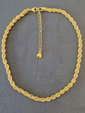 Mayamar Rope Chain Necklace 24k Gold Plated NEW 17" Length Adjustable